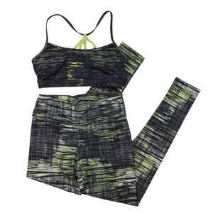 Marika Black & Green Activewear Set Sports Bra & Leggings Small